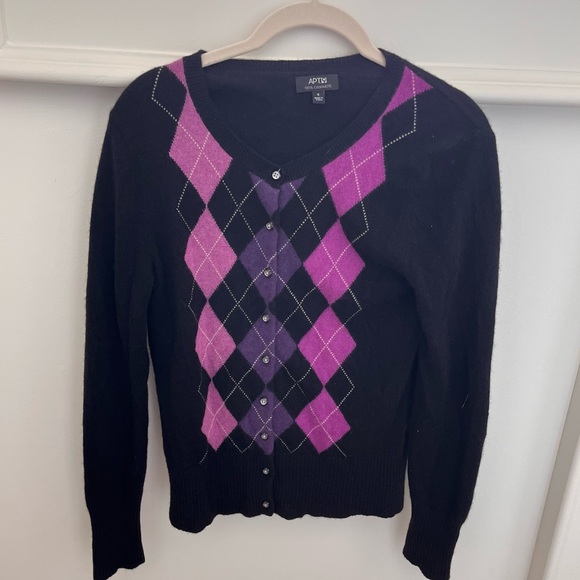 Cashmere Argyle Bundle of Two Cardigan Sweaters APT 9 Size Small - Picture 6 of 10